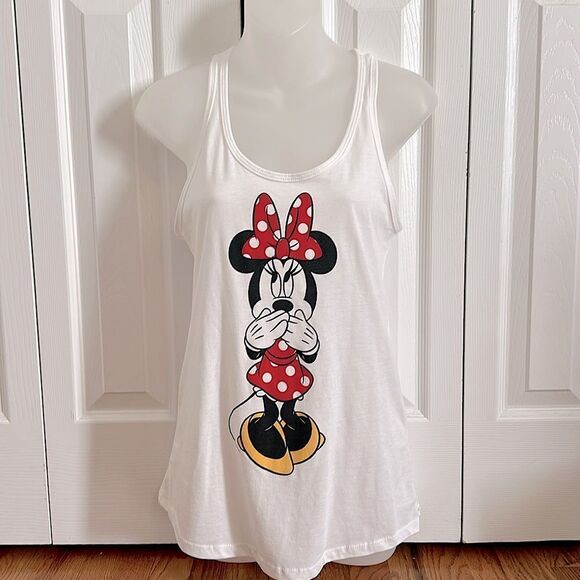 Minnie Mouse Disney Racer Back White Tank Disney World Disneyland Medium M NWOT - Picture 1 of 5